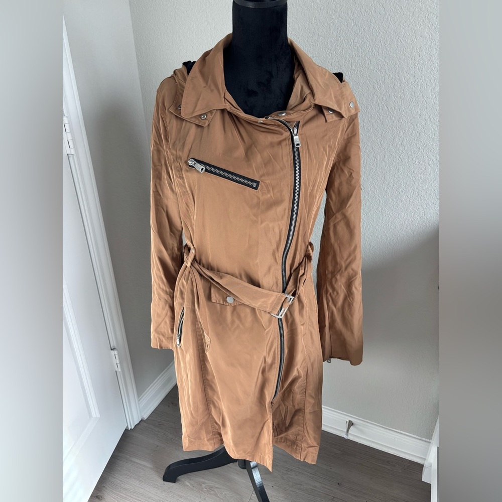 Avec les Filles Water Resistant Moto Detail Trench Coat Size XL